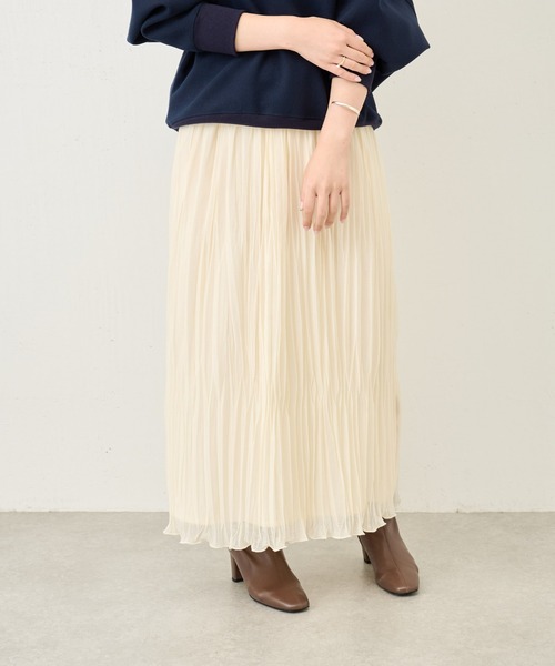 BEARDSLEY（ビアズリー）の「ランダムプリーツ天竺スカート：すぐにお届け!（スカート・レディース・アイボリー/ブラック・FREE）」の11枚目の写真