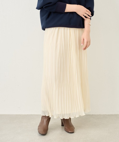 BEARDSLEY（ビアズリー）の「ランダムプリーツ天竺スカート：すぐにお届け!（スカート・レディース・アイボリー/ブラック・FREE）」の12枚目の写真