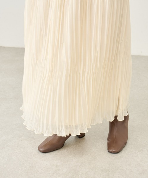 BEARDSLEY（ビアズリー）の「ランダムプリーツ天竺スカート：すぐにお届け!（スカート・レディース・アイボリー/ブラック・FREE）」の14枚目の写真