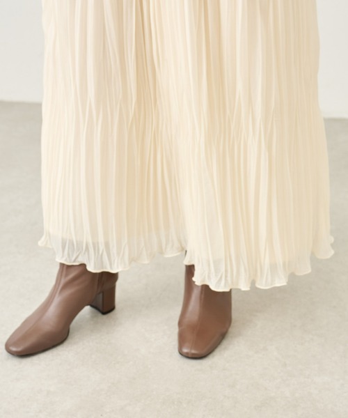 BEARDSLEY（ビアズリー）の「ランダムプリーツ天竺スカート：すぐにお届け!（スカート・レディース・アイボリー/ブラック・FREE）」の15枚目の写真