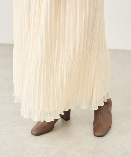 BEARDSLEY（ビアズリー）の「ランダムプリーツ天竺スカート：すぐにお届け!（スカート・レディース・アイボリー/ブラック・FREE）」の16枚目の写真