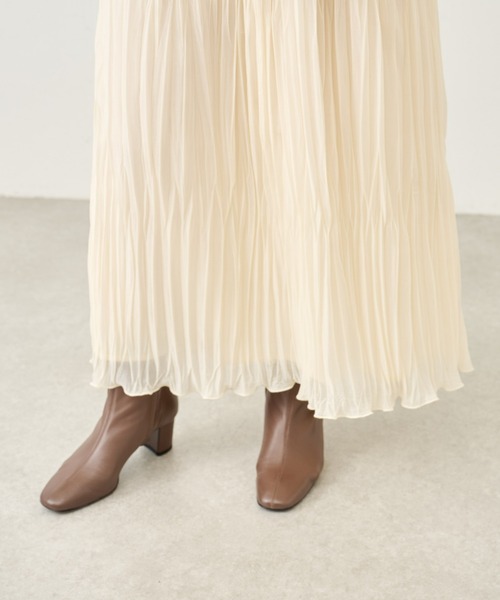 BEARDSLEY（ビアズリー）の「ランダムプリーツ天竺スカート：すぐにお届け!（スカート・レディース・アイボリー/ブラック・FREE）」の17枚目の写真