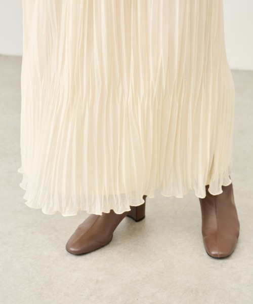 BEARDSLEY（ビアズリー）の「ランダムプリーツ天竺スカート：すぐにお届け!（スカート・レディース・アイボリー/ブラック・FREE）」の18枚目の写真