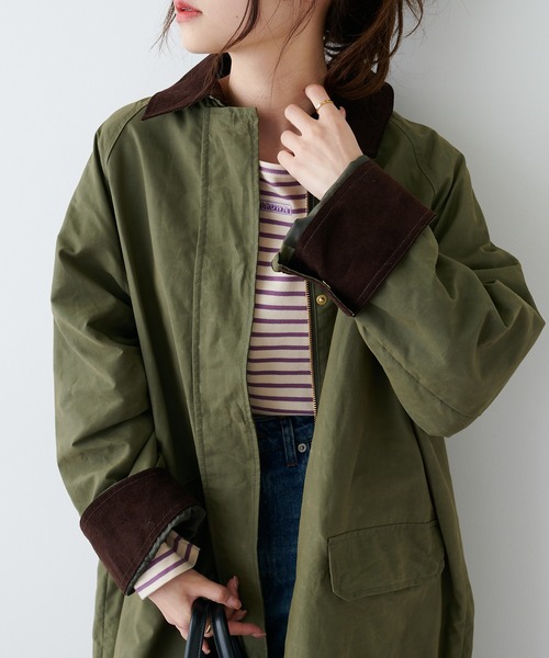 PUAL CE CIN（ピュアルセシン）の「ラグランスリーブハンティングコート（ステンカラーコート・レディース・ベージュ/カーキ・FREE）」の15枚目の写真