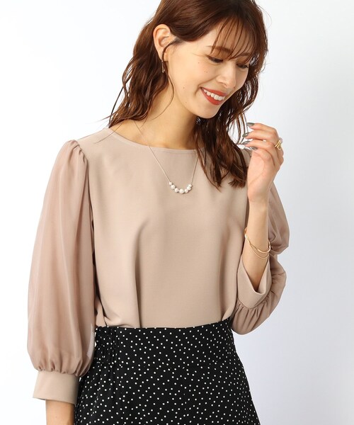 DRESKIP(ドレスキップ)の「◆異素材袖シアーリップルプルオーバー(Tシャツ/カットソー・レディース・オフホワイト/パープル系/ライトベージュ/ブラック・02/03/04)」の19枚目の写真