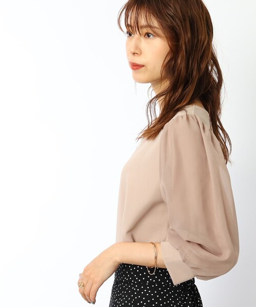 DRESKIP(ドレスキップ)の「◆異素材袖シアーリップルプルオーバー(Tシャツ/カットソー・レディース・オフホワイト/パープル系/ライトベージュ/ブラック・02/03/04)」の20枚目の写真