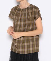 【Nouque】チェック柄プルオーバーブラウス