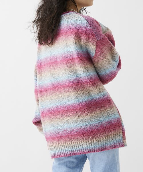 JOURNAL STANDARD relume（ジャーナルスタンダード　レリューム）の「CALIFORNIA メランジミックスクルーネックニット（ニット/セーター・メンズ・ダークグリーン/ネイビー/ピンク/ボルドー・MEDIUM/LARGE）」の7枚目の写真