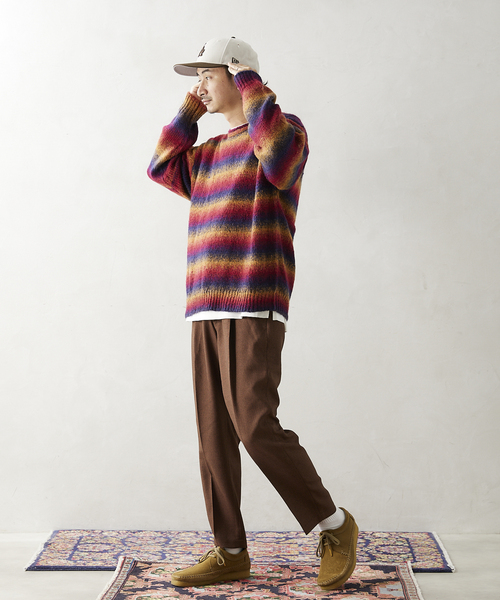 JOURNAL STANDARD relume（ジャーナルスタンダード　レリューム）の「CALIFORNIA メランジミックスクルーネックニット（ニット/セーター・メンズ・ダークグリーン/ネイビー/ピンク/ボルドー・MEDIUM/LARGE）」の15枚目の写真