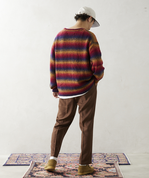 JOURNAL STANDARD relume（ジャーナルスタンダード　レリューム）の「CALIFORNIA メランジミックスクルーネックニット（ニット/セーター・メンズ・ダークグリーン/ネイビー/ピンク/ボルドー・MEDIUM/LARGE）」の16枚目の写真