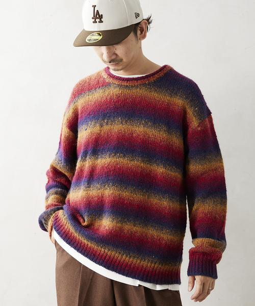 JOURNAL STANDARD relume（ジャーナルスタンダード　レリューム）の「CALIFORNIA メランジミックスクルーネックニット（ニット/セーター・メンズ・ダークグリーン/ネイビー/ピンク/ボルドー・MEDIUM/LARGE）」の19枚目の写真