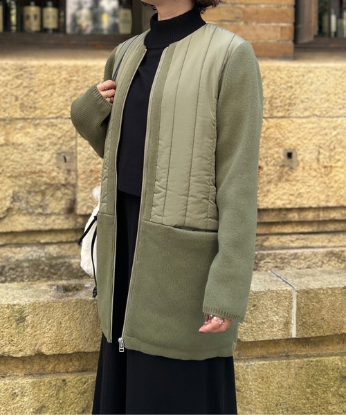 Chez toi（シェトワ）の「ウォッシャブル中綿×ニット切替コート（その他アウター・レディース・ブラック/オリーブ/アイボリー・FREE）」の7枚目の写真