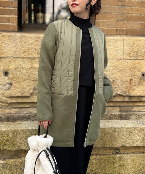 Chez toi（シェトワ）の「ウォッシャブル中綿×ニット切替コート（その他アウター・レディース・ブラック/オリーブ/アイボリー・FREE）」の14枚目の写真