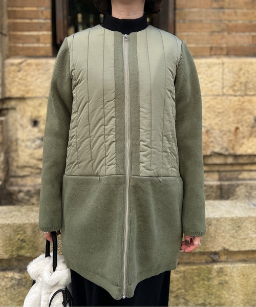 Chez toi（シェトワ）の「ウォッシャブル中綿×ニット切替コート（その他アウター・レディース・ブラック/オリーブ/アイボリー・FREE）」の4枚目の写真