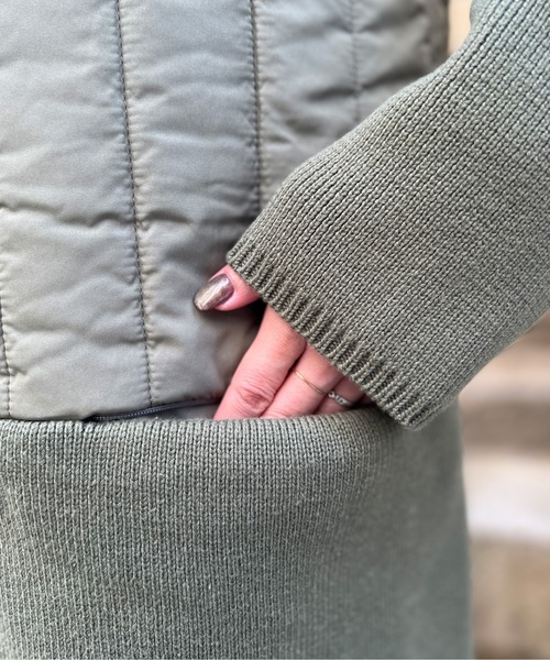 Chez toi（シェトワ）の「ウォッシャブル中綿×ニット切替コート（その他アウター・レディース・ブラック/オリーブ/アイボリー・FREE）」の22枚目の写真