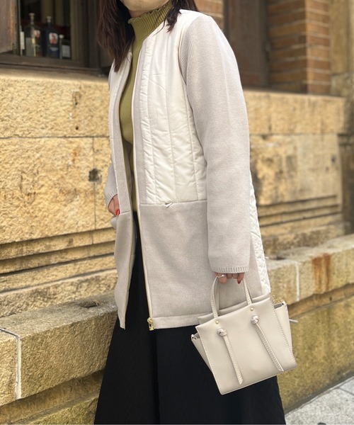 Chez toi（シェトワ）の「ウォッシャブル中綿×ニット切替コート（その他アウター・レディース・ブラック/オリーブ/アイボリー・FREE）」の9枚目の写真