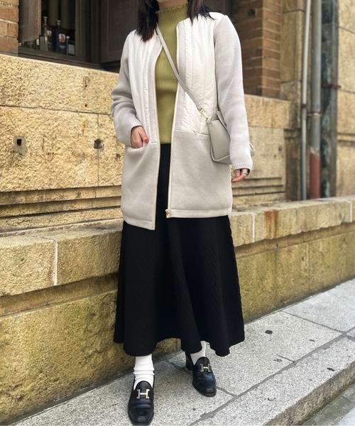 Chez toi（シェトワ）の「ウォッシャブル中綿×ニット切替コート（その他アウター・レディース・ブラック/オリーブ/アイボリー・FREE）」の13枚目の写真