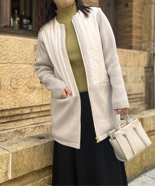 Chez toi（シェトワ）の「ウォッシャブル中綿×ニット切替コート（その他アウター・レディース・ブラック/オリーブ/アイボリー・FREE）」の16枚目の写真