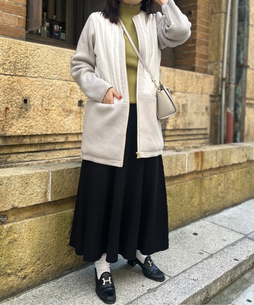 Chez toi（シェトワ）の「ウォッシャブル中綿×ニット切替コート（その他アウター・レディース・ブラック/オリーブ/アイボリー・FREE）」の17枚目の写真