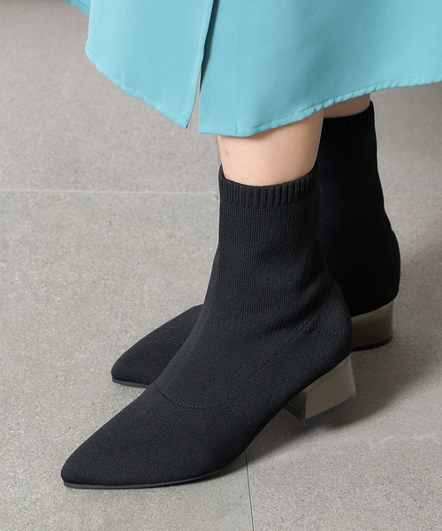 SETUP7（セットアップセブン）の「【SETUP7】ポインテッドトゥストレッチニットメタルヒールショートソックスブーツ KNF（ブーツ・レディース・ブラック・35/37/39/40）」の7枚目の写真