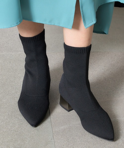 SETUP7（セットアップセブン）の「【SETUP7】ポインテッドトゥストレッチニットメタルヒールショートソックスブーツ KNF（ブーツ・レディース・ブラック・35/37/39/40）」の11枚目の写真
