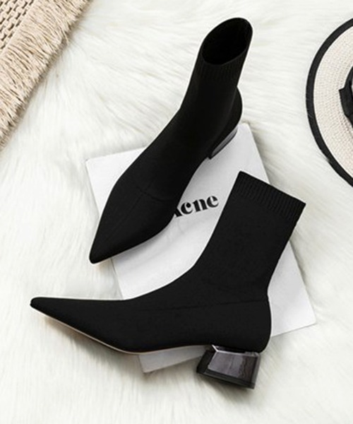 SETUP7（セットアップセブン）の「【SETUP7】ポインテッドトゥストレッチニットメタルヒールショートソックスブーツ KNF（ブーツ・レディース・ブラック・35/37/39/40）」の13枚目の写真