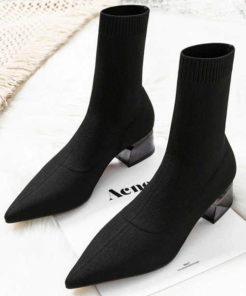 SETUP7（セットアップセブン）の「【SETUP7】ポインテッドトゥストレッチニットメタルヒールショートソックスブーツ KNF（ブーツ・レディース・ブラック・35/37/39/40）」の14枚目の写真