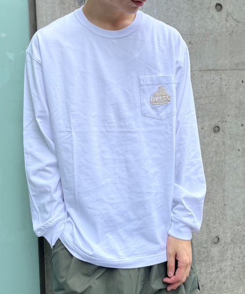 XLARGE スタンダードロゴ 胸ポケット 長袖 Tシャツ 送料込 XLARGE（エクストララージ）の「【XLARGE】ポケットロンTEE 長袖