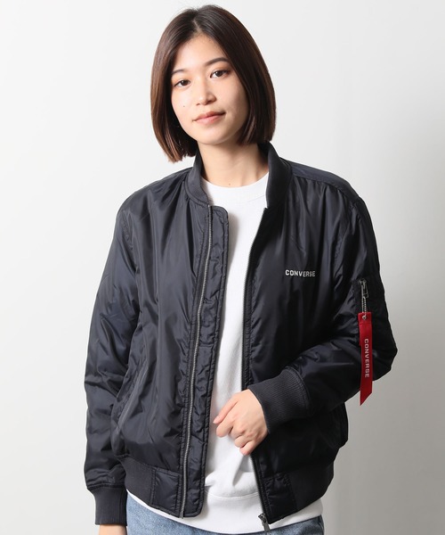CONVERSE(コンバース)の「【CONVERSE/コンバース】中綿 MA-1 フライトジャケット(MA-1・レディース・ネイビー/カーキ/ブラック/ワイン・MEDIUM/LARGE)」の3枚目の写真
