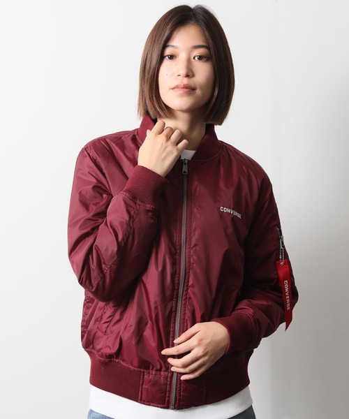 CONVERSE(コンバース)の「【CONVERSE/コンバース】中綿 MA-1 フライトジャケット(MA-1・レディース・ネイビー/カーキ/ブラック/ワイン・MEDIUM/LARGE)」の4枚目の写真