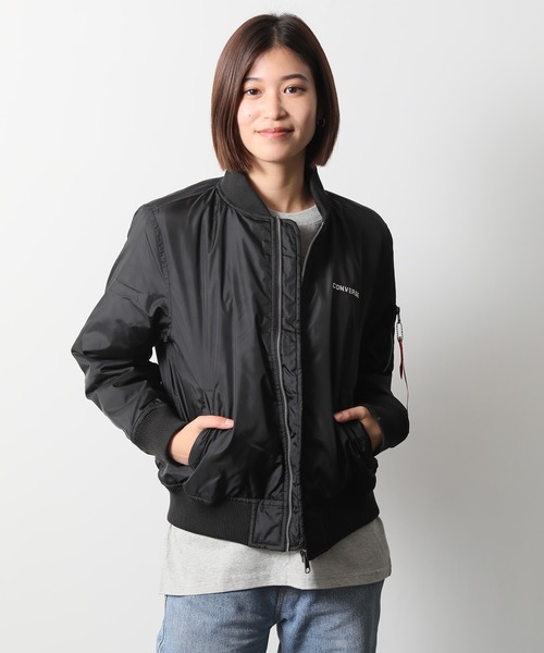 CONVERSE(コンバース)の「【CONVERSE/コンバース】中綿 MA-1 フライトジャケット(MA-1・レディース・ネイビー/カーキ/ブラック/ワイン・MEDIUM/LARGE)」の8枚目の写真