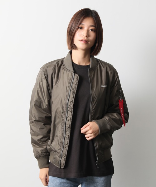 CONVERSE(コンバース)の「【CONVERSE/コンバース】中綿 MA-1 フライトジャケット(MA-1・レディース・ネイビー/カーキ/ブラック/ワイン・MEDIUM/LARGE)」の16枚目の写真