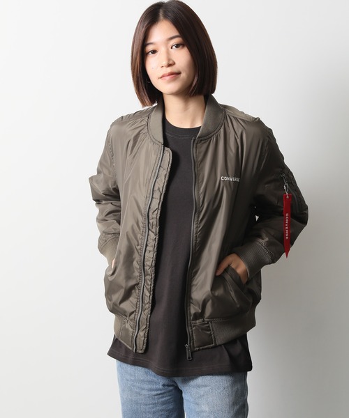 CONVERSE(コンバース)の「【CONVERSE/コンバース】中綿 MA-1 フライトジャケット(MA-1・レディース・ネイビー/カーキ/ブラック/ワイン・MEDIUM/LARGE)」の17枚目の写真