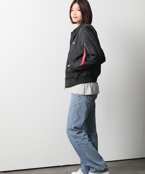 CONVERSE(コンバース)の「【CONVERSE/コンバース】中綿 MA-1 フライトジャケット(MA-1・レディース・ネイビー/カーキ/ブラック/ワイン・MEDIUM/LARGE)」の14枚目の写真