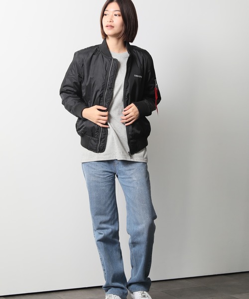 CONVERSE(コンバース)の「【CONVERSE/コンバース】中綿 MA-1 フライトジャケット(MA-1・レディース・ネイビー/カーキ/ブラック/ワイン・MEDIUM/LARGE)」の12枚目の写真