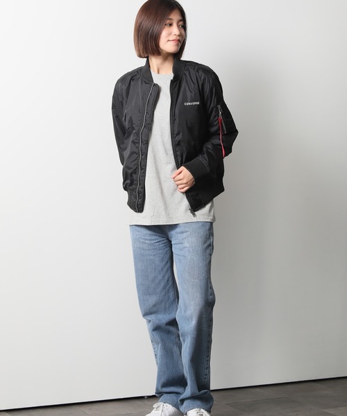 CONVERSE(コンバース)の「【CONVERSE/コンバース】中綿 MA-1 フライトジャケット(MA-1・レディース・ネイビー/カーキ/ブラック/ワイン・MEDIUM/LARGE)」の13枚目の写真