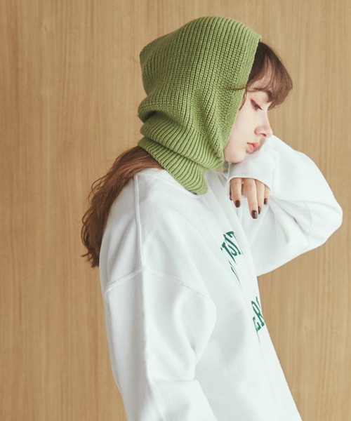 ANGIE（アンジー）の「リブニットバラクラバ（ネックウォーマー/スヌード・レディース・アイボリー/オリーブ/ブラック/杢グレー・FREE）」の2枚目の写真