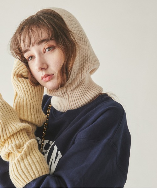 ANGIE（アンジー）の「リブニットバラクラバ（ネックウォーマー/スヌード・レディース・アイボリー/オリーブ/ブラック/杢グレー・FREE）」の17枚目の写真