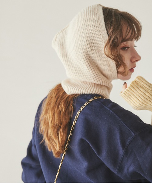 ANGIE（アンジー）の「リブニットバラクラバ（ネックウォーマー/スヌード・レディース・アイボリー/オリーブ/ブラック/杢グレー・FREE）」の6枚目の写真