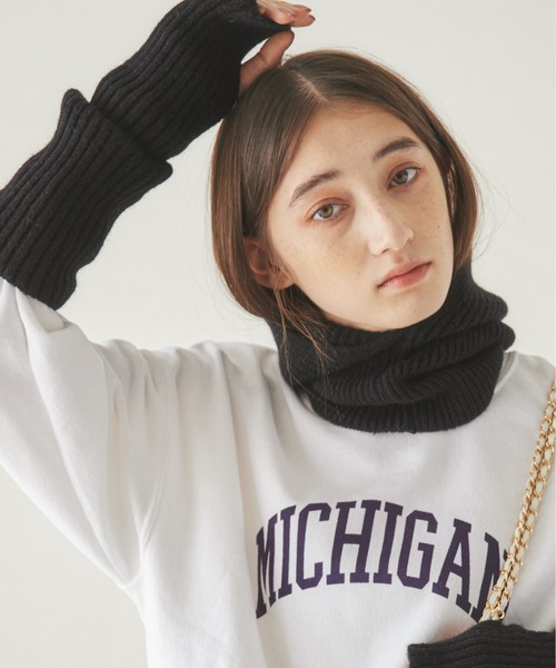 ANGIE（アンジー）の「リブニットバラクラバ（ネックウォーマー/スヌード・レディース・アイボリー/オリーブ/ブラック/杢グレー・FREE）」の14枚目の写真