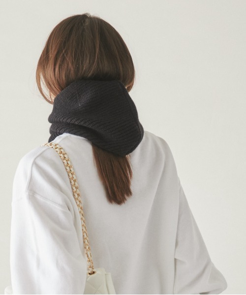 ANGIE（アンジー）の「リブニットバラクラバ（ネックウォーマー/スヌード・レディース・アイボリー/オリーブ/ブラック/杢グレー・FREE）」の18枚目の写真