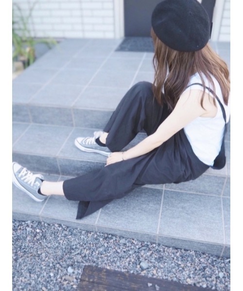 La-gemme(ラジェム)の「オールインワン 楽ちんサロペット(サロペット/オーバーオール・レディース・ブラック/ネイビー/オリーブ・M/L/2XL/XL)」の2枚目の写真