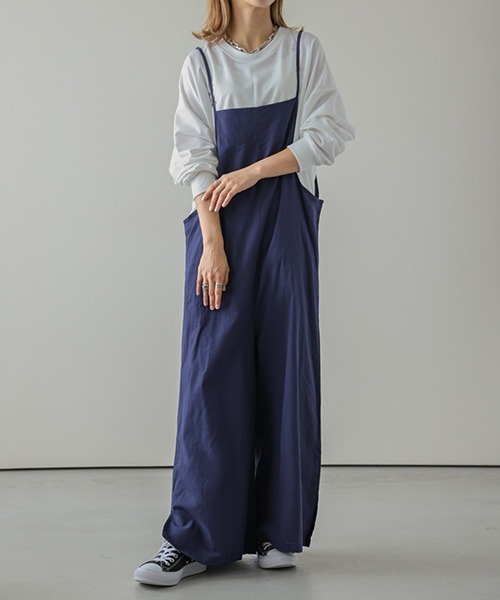 La-gemme(ラジェム)の「オールインワン 楽ちんサロペット(サロペット/オーバーオール・レディース・ブラック/ネイビー/オリーブ・M/L/2XL/XL)」の4枚目の写真