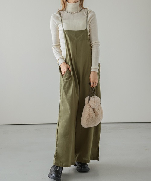 La-gemme(ラジェム)の「オールインワン 楽ちんサロペット(サロペット/オーバーオール・レディース・ブラック/ネイビー/オリーブ・M/L/2XL/XL)」の7枚目の写真