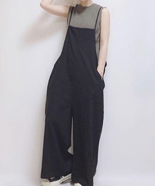 La-gemme(ラジェム)の「オールインワン 楽ちんサロペット(サロペット/オーバーオール・レディース・ブラック/ネイビー/オリーブ・M/L/2XL/XL)」の10枚目の写真