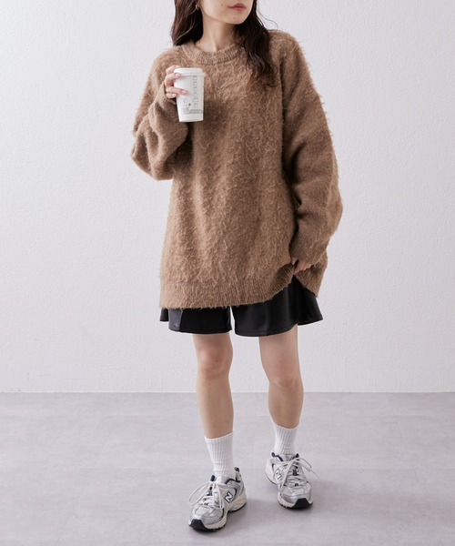 CIAOPANIC TYPY（チャオパニックティピー）の「【WEB限定】ユニセックスアソート柄モヘアライクジャガードクルーネックニット（ニット/セーター・メンズ・ブルー/ブラック/アイボリー/レオパード/サンドベージュ・M/L）」の19枚目の写真