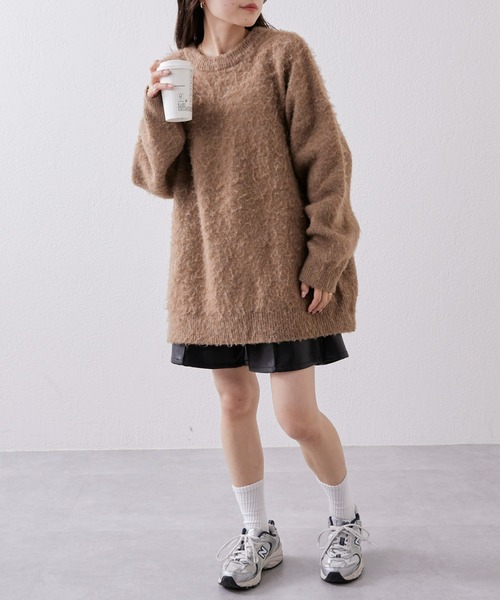 CIAOPANIC TYPY（チャオパニックティピー）の「【WEB限定】ユニセックスアソート柄モヘアライクジャガードクルーネックニット（ニット/セーター・メンズ・ブルー/ブラック/アイボリー/レオパード/サンドベージュ・M/L）」の12枚目の写真