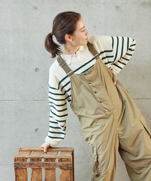 PAR ICI（パーリッシィ）の「強撚ミラノリブボーダー スキッパープル