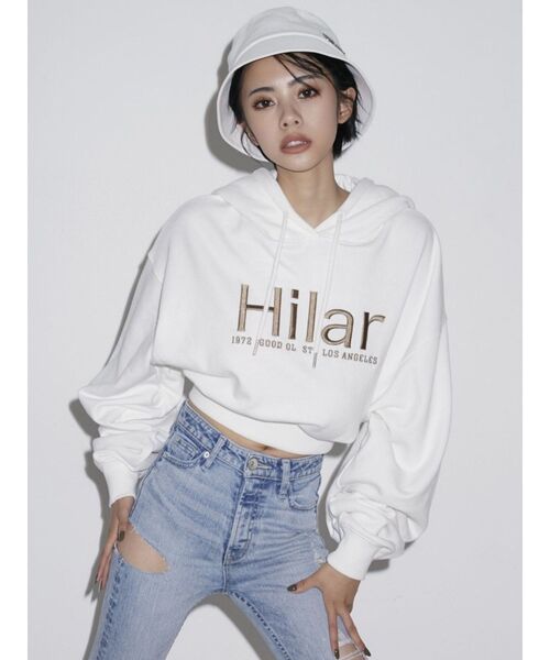 GYDA（ジェイダ）の「【セットアップ着用可】Hilarショートスウェットパーカー（パーカー・レディース・ブラック/オフホワイト・FREE）」の6枚目の写真