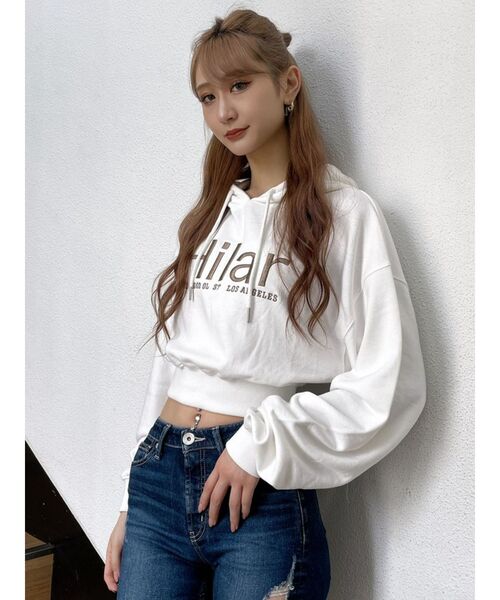 GYDA（ジェイダ）の「【セットアップ着用可】Hilarショートスウェットパーカー（パーカー・レディース・ブラック/オフホワイト・FREE）」の17枚目の写真